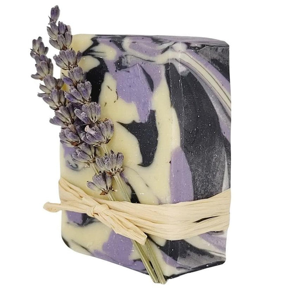 Natural Lavender Soap Bars with Shea Butter & Charcoal | 4oz | Steel & Saffron