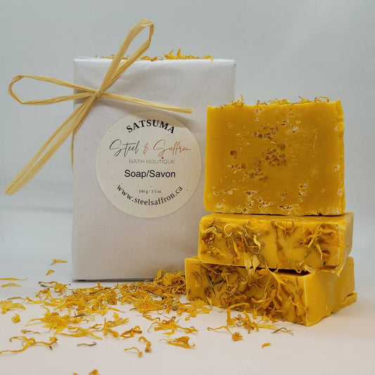 Satsuma Orange Soap With Pink Himalayan Salt | 100 g | Steel & Saffron